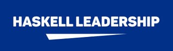 Blue background with white text that reads "Haskell Leadership"